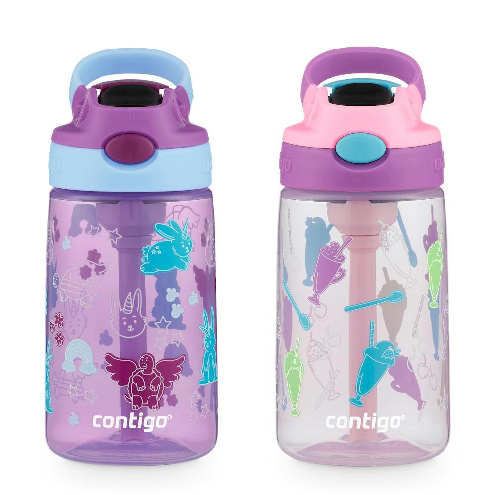 Contigo® Kids Water Bottle with Redesigned AUTOSPOUT® Straw, 14 oz, 2 pack hq4F